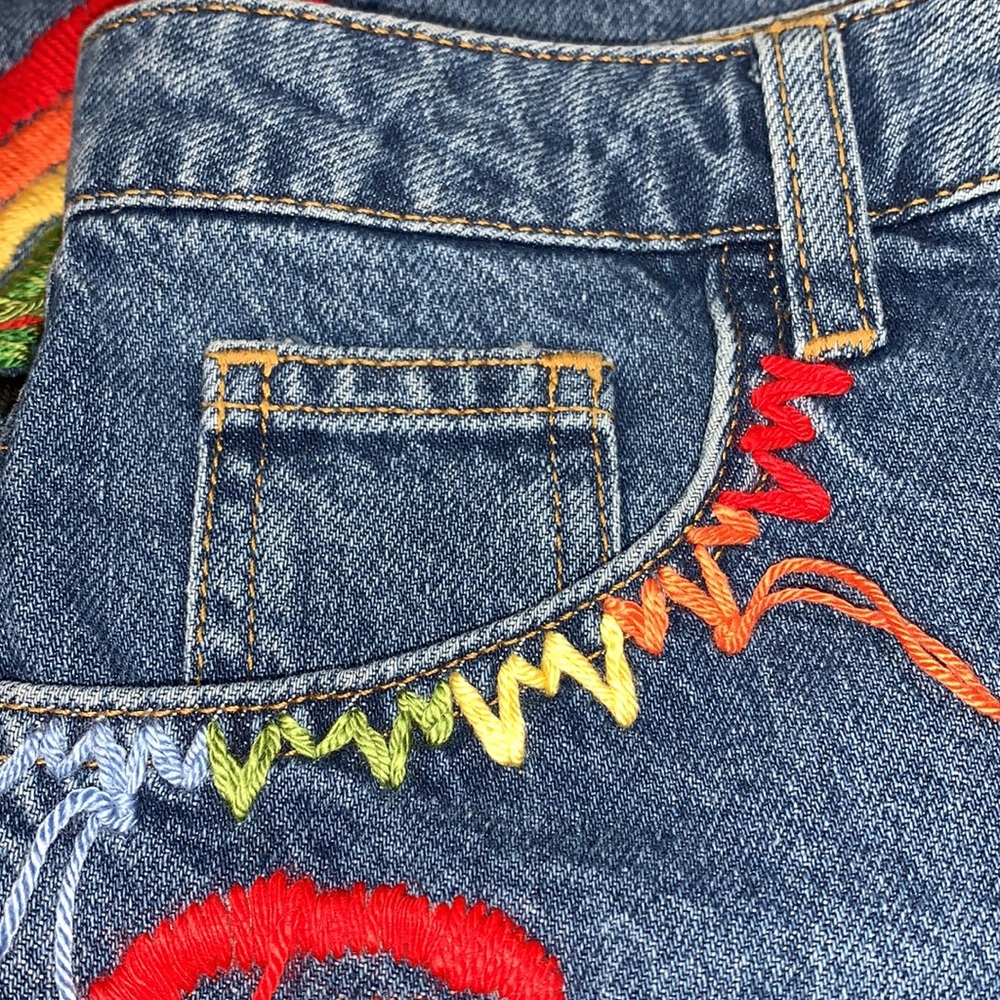 Farm x Anthropologie Colorful Birds Denim Shorts - Picture 7 of 8